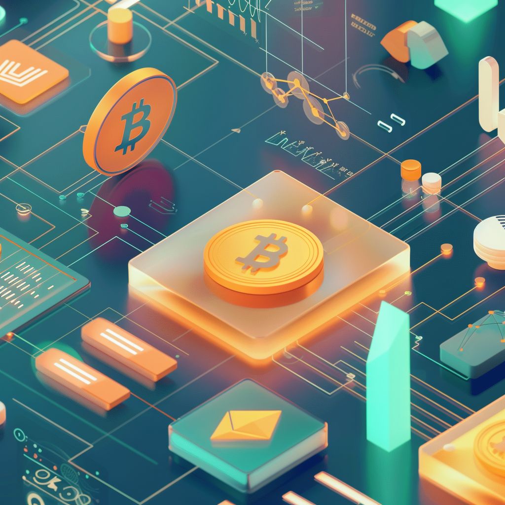 Digitale Darstellung von Bitcoin- und Ethereum-Symbolen, eingebettet in eine futuristische Matrix mit Datenströmen und technischen Grafiken – symbolisiert die Welt der Kryptowährungen.